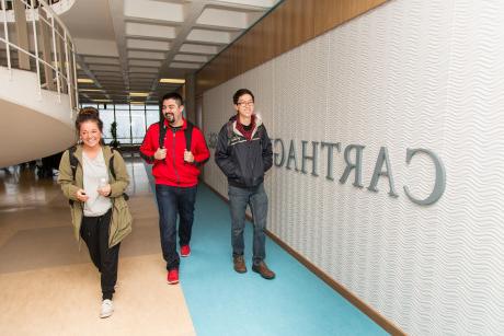 Students walking in Lentz Hall.